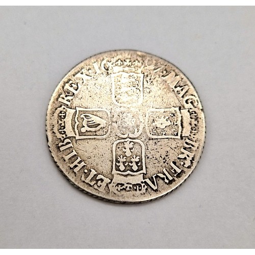 1494 - A William III 1697 Silver Shilling Coin. Bristol mint, 3rd bust.
S3506. Please see photos for condit... 