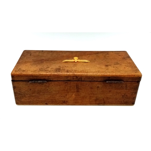 288 - WW2 German Kriegsmarine “Ditty” Box. A nice wooden box with a Kriegsmarine cap eagle on the top.