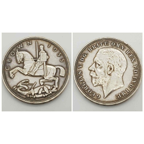 1167 - A 1935 George V Silver Rocking Horse Crown Coin. Please see photos for conditions.