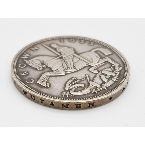 1167 - A 1935 George V Silver Rocking Horse Crown Coin. Please see photos for conditions.