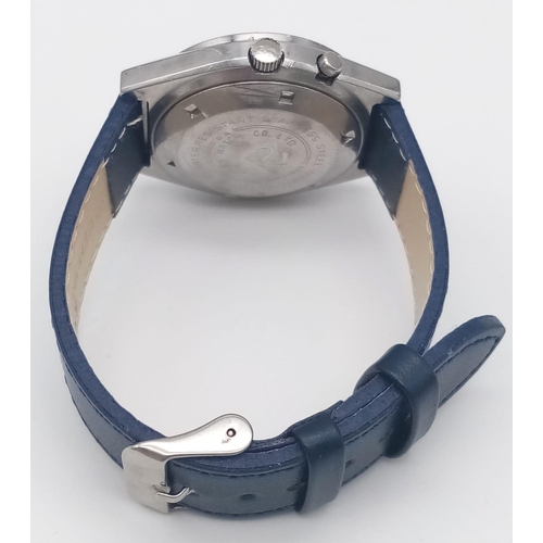 1230 - A Vintage 21 Jewel Ricoh Crystal 9 Gents Watch. Blue leather strap and stainless steel case - 37mm. ... 