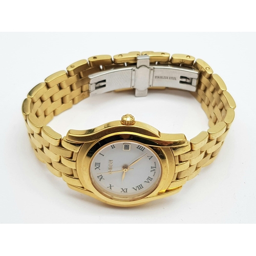 136 - GUCCI GOLD TONE BRACELET WATCH 5400L WHITE DIAL FULL WORKING ORDER