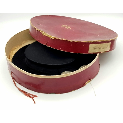 149 - Kaiser Wilhelm II Top Hat with Original Box. German made with the Kaisers Crown in Gold on Lid. Wilh... 