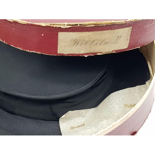 149 - Kaiser Wilhelm II Top Hat with Original Box. German made with the Kaisers Crown in Gold on Lid. Wilh... 