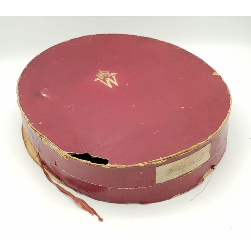 149 - Kaiser Wilhelm II Top Hat with Original Box. German made with the Kaisers Crown in Gold on Lid. Wilh... 