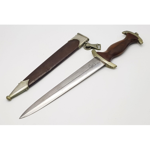 163 - A Circa 1933 German NSKK Enlisted Mans S.A Dagger with Scabbard. Ground Rohm Blade. Gau marked B.O f... 