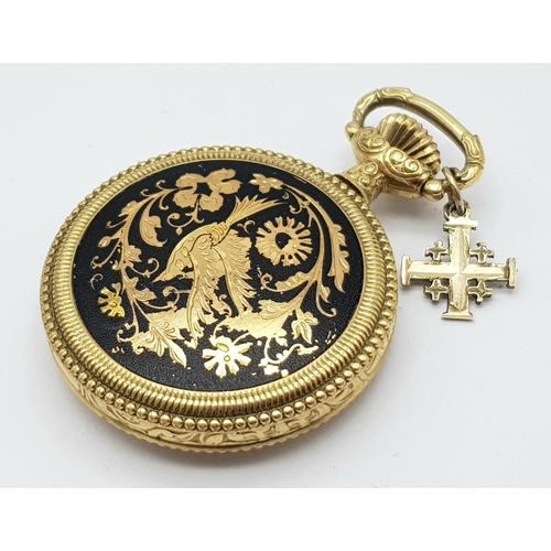 190 - A Moeris Grands Prix Miniature Pocket Watch. Gold plated and gilded decoration. Mechanical movement ... 