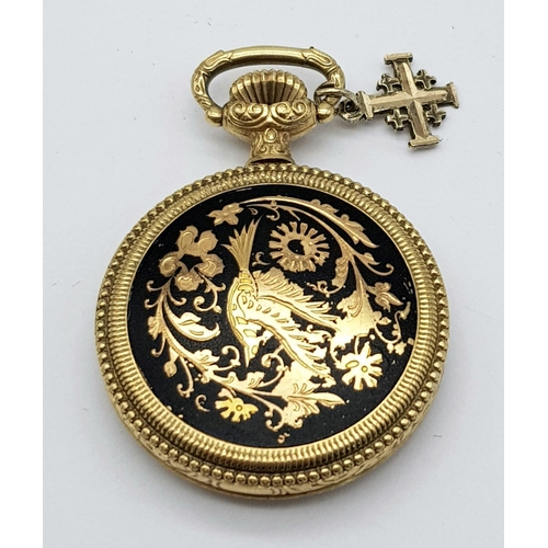 190 - A Moeris Grands Prix Miniature Pocket Watch. Gold plated and gilded decoration. Mechanical movement ... 