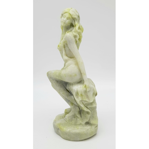 230 - A Jade Figure of a Beautiful Lady. Green/white jade - 22cm tall. Weight - 1010g.