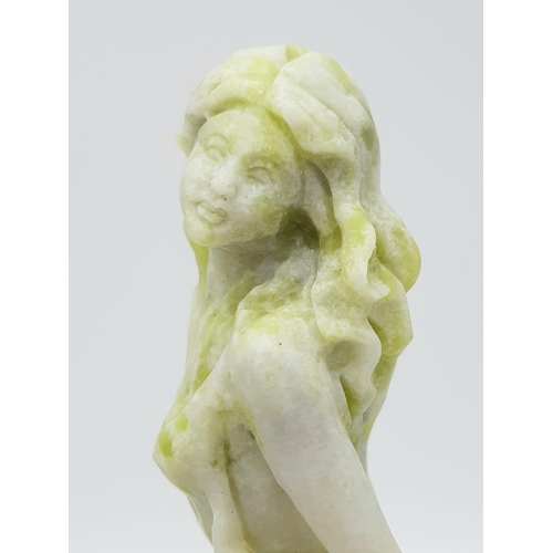 230 - A Jade Figure of a Beautiful Lady. Green/white jade - 22cm tall. Weight - 1010g.