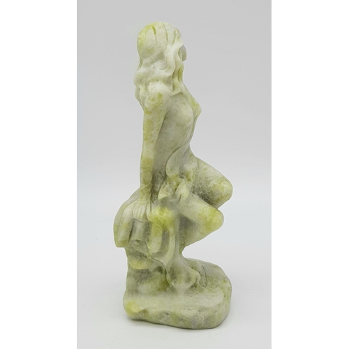 230 - A Jade Figure of a Beautiful Lady. Green/white jade - 22cm tall. Weight - 1010g.