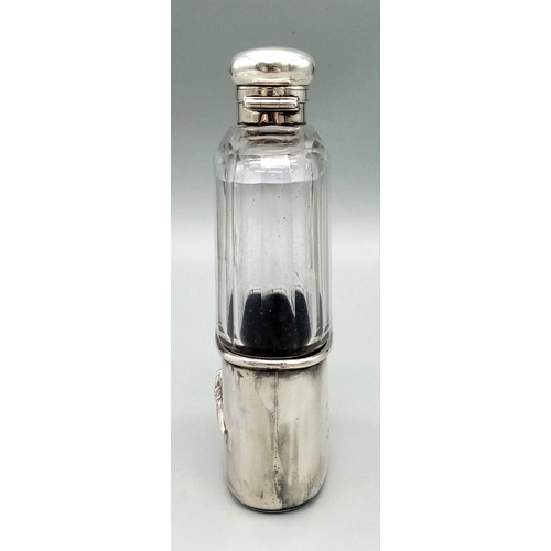 156 - A Historically Important Silver and Glass Flask Presented to WWI USA Pilot Frederick Libby Whilst Se... 