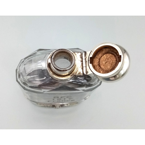 156 - A Historically Important Silver and Glass Flask Presented to WWI USA Pilot Frederick Libby Whilst Se... 