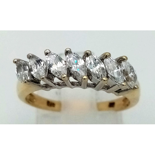 324 - 14K YELLOW GOLD FANCY STONE SET RING. WEIGHS 3.5G. SIZE O