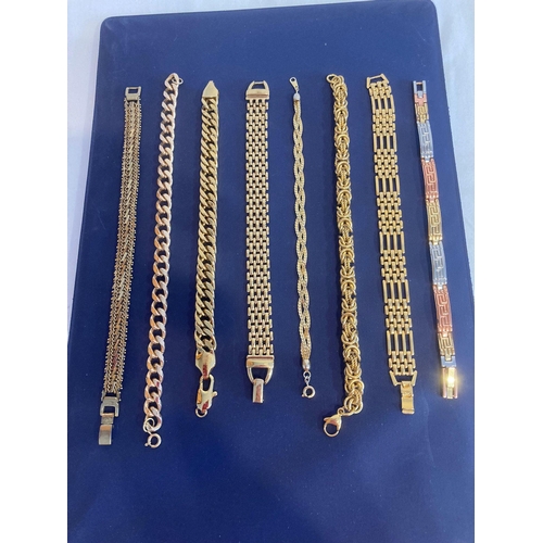 385 - Selection of better quality gold tone BRACELETS.