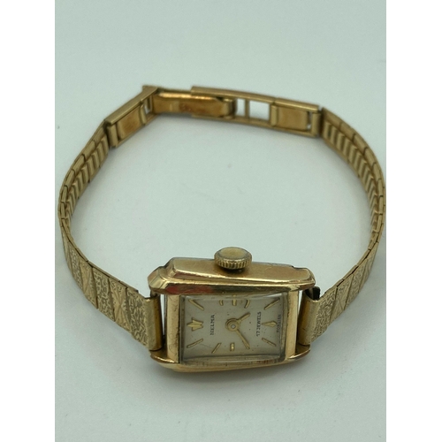 441 - Ladies vintage HELMA 17 jewels  wristwatch with heavily gold plated (20 Microns) case and bracelet. ... 