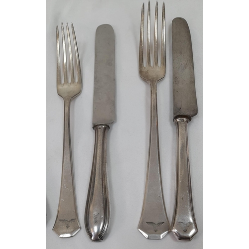 1165 - WW2 Assorted German Luftwaffe Cutlery - 5 x knife, 3 x fork, 1 x spoon. All with markings.