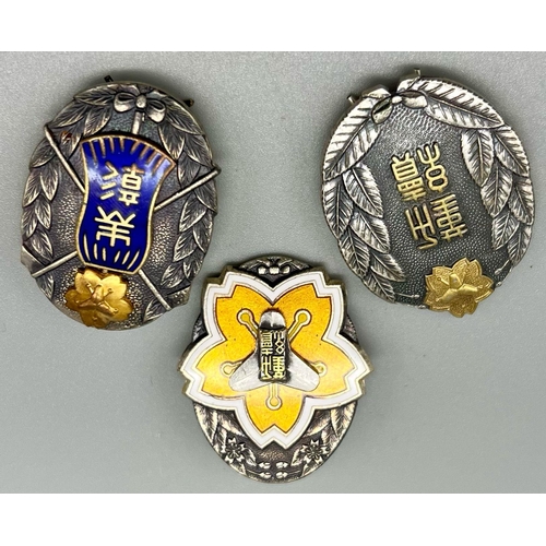 1069 - 3 ANTIQUE JAPANESE FIREMANS MEDALS .