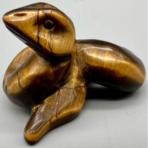 1546 - A Tigers Eye Snake Figurine. 6cm