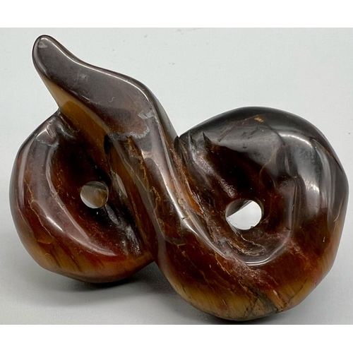 1546 - A Tigers Eye Snake Figurine. 6cm