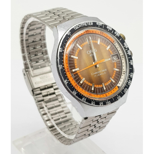 237 - A Vintage Oris Star Chronoris Gents Watch. Stainless steel strap and case - 37mm. Two tone dial with... 