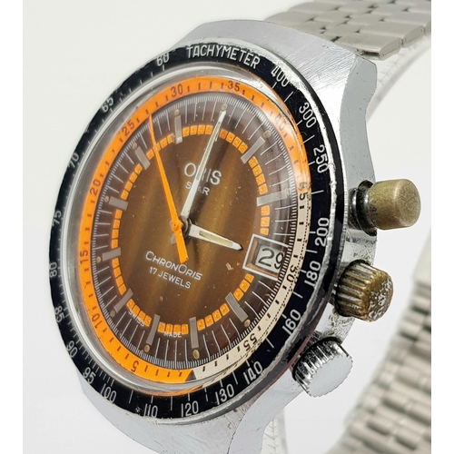 237 - A Vintage Oris Star Chronoris Gents Watch. Stainless steel strap and case - 37mm. Two tone dial with... 