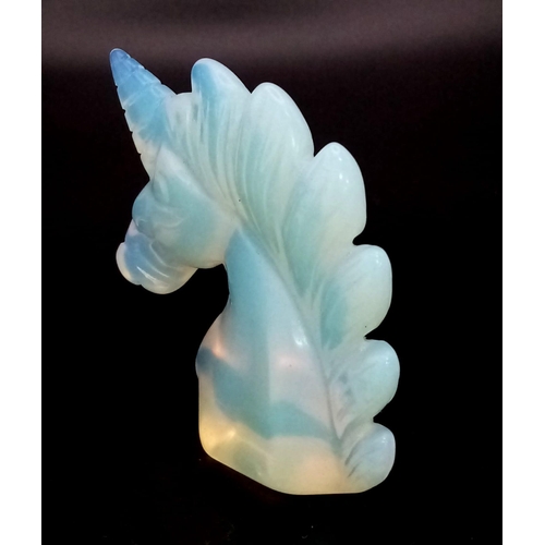 964 - An Opalite Unicorn's Head Figurine. 6cm.