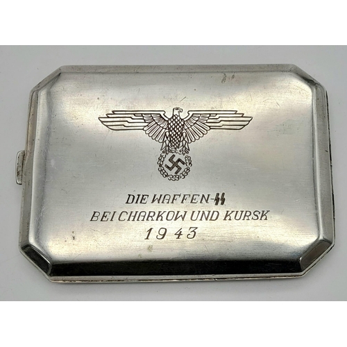 320 - WW2 German .800 Silver Waffen SS Cigarette Case. “The Waffen SS in Charkow and Kursk 1943.