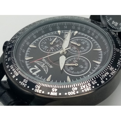 365 - An Unworn in Box Swiss Aviator Traveller Collection Dual Time Quartz Chronograph Watch 45mm Case Exc... 