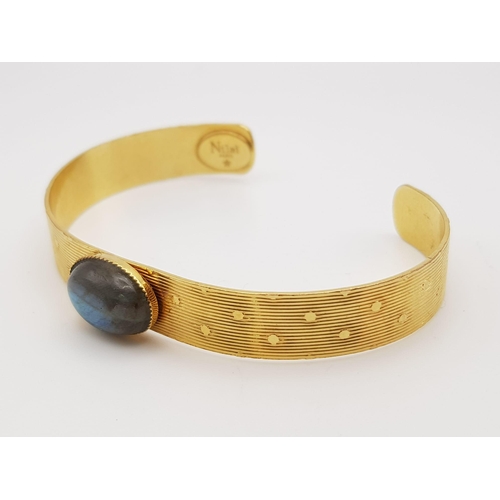 1041 - NILAI PARIS DESIGNER CALYPSO 24K GOLD VERMEIL STONE SET BANGLE 11.2G PLUS 3 OTHER GOLD TONE BANGLES ... 