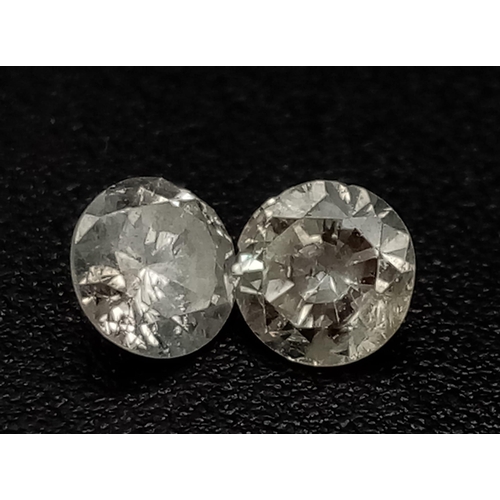 795 - PAIR OF ROUND BRILIANT CUT DIAMONDS.  0.40CT TOTAL WEIGHT