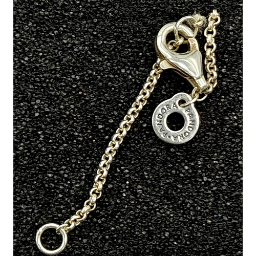 969 - PANDORA STERLING SILVER HEART NECKLACE WITH 2 LENGTH SETTINGS. COMES WITH BOX. WEIGHS 5.6G.