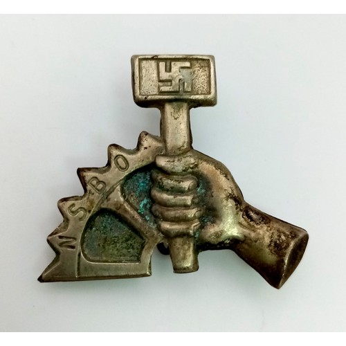 604 - 3rd Reich NSBO Pin. A WW2 National Socialist Factory Cell Organisation.