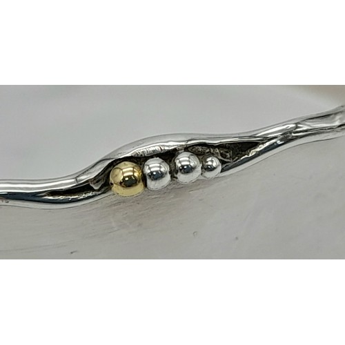 1064 - New Sterling Silver Gold Highlights Bangle 3cm at Widest Point 31.4 Grams