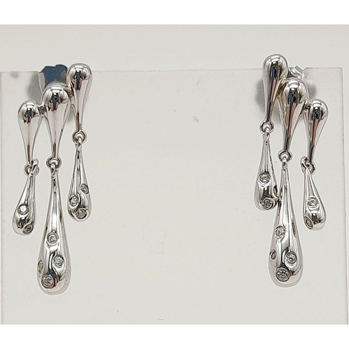 1317 - New Sterling Silver Clear Stone Set Pendant Earrings 3.2mm length in presentation box