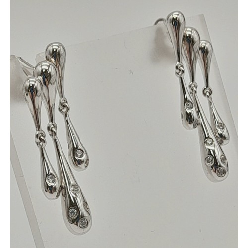 1317 - New Sterling Silver Clear Stone Set Pendant Earrings 3.2mm length in presentation box