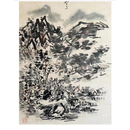 61 - A Chinese Ink and Watercolour on Paper Scroll by Huang Binhong (1865-1955). Grandson of the artist H... 