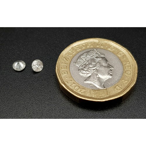 802 - PAIR OF ROUND BRILIANT CUT DIAMONDS 0.44CT TOTAL WEIGHT