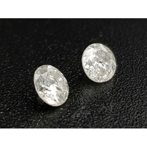 802 - PAIR OF ROUND BRILIANT CUT DIAMONDS 0.44CT TOTAL WEIGHT