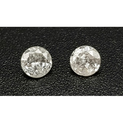 802 - PAIR OF ROUND BRILIANT CUT DIAMONDS 0.44CT TOTAL WEIGHT