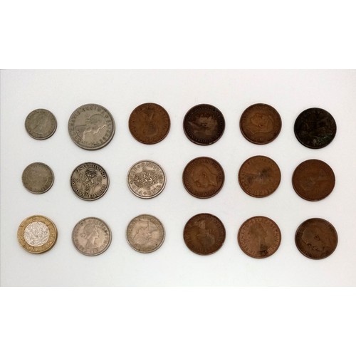 1034 - A JOB LOT OF COINS INCLUDING: 10 HALF PENNIES, 1918, 1926, 1936, 1942, 1949, 1957, 1959, 1960, 1963 ... 