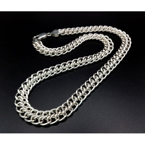 466 - STERLING SILVER DOUBLE CURB 46CM CHAI WEIGHS 48.9G