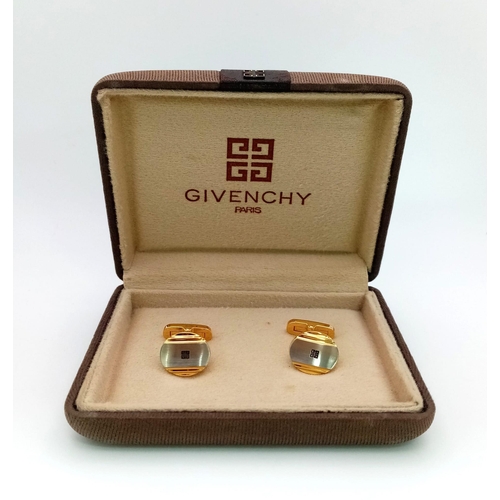 181 - A very elegant and desirable, vintage GIVENCHY Paris pair of cufflinks in original presentation box.... 