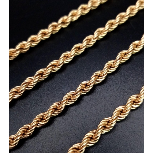 18 - A Classic Rope Twist 9K Yellow Gold Necklace. 46cm. 4.59g.