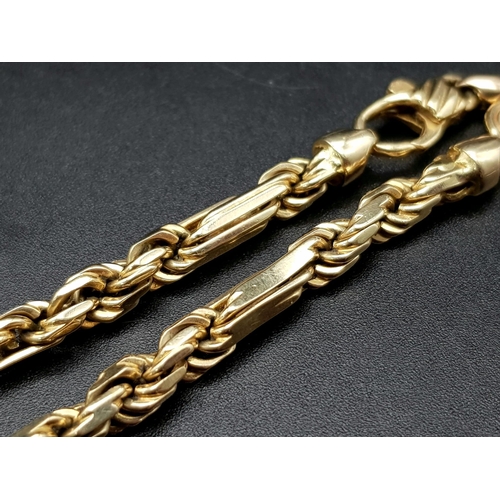 23 - A Gorgeous Italian 14K Yellow Gold Figaro Link Bracelet. 21cm. 22.39g