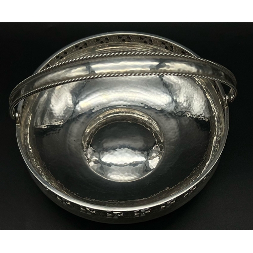 37 - An Antique Albert Edward Jones 925 Silver Basket Bowl. Diameter handle with ornate and pierced upper... 