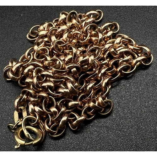 76 - A Vintage Rose Gold Belcher Link Chain. 66cm. 13.88g