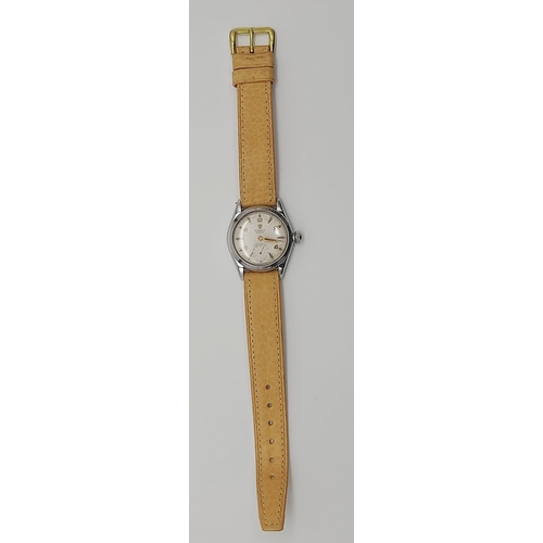 17 - A Vintage Rolex Oyster Precision Watch. Leather strap. Stainless steel case - 30mm. White dial with ... 