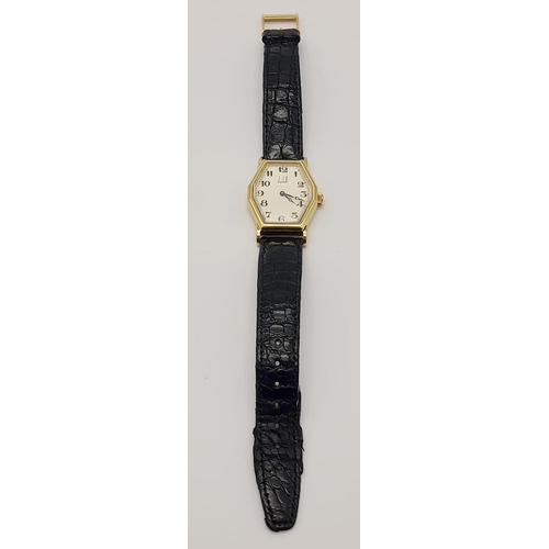 24 - A Sublime Dunhill 18K Gold Limited Edition 100th Anniversary Unisex Watch. Original Black leather st... 