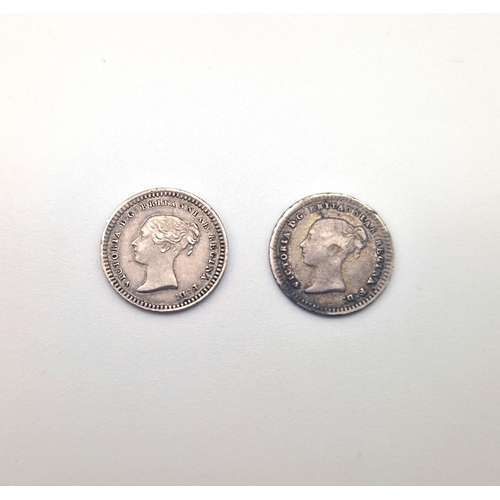 220 - Two Queen Victoria One and a Half Pence Silver Coins. 1842 and 1862. S3915. Please see photos for co... 